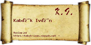 Kabók Iván névjegykártya